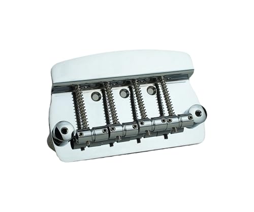Guyker Bass Guitar Bridge, Iron 4 String Fixed Bridge Saddles String Space 19mm Replacement Part for...