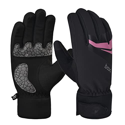 Guantes de Ciclismo Invierno Guantes térmicos Hombres Mujeres Cálido Exterior Impermeable A Prueba de Viento Pantalla táctil Antideslizante Absorbente de Choque Acolchado (XL, Rosa) Cover