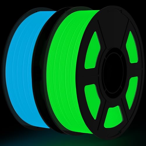 Image of Glow in The Dark PLA Filament Bundle | 2-Pack(1KG per Spool, Total 2KG), Halloween Color 3D Printer Filament 1.75mm, Dimensional Accuracy + /- 0.03 mm, Fit FDM 3D Printers (Glow Blue+Green)