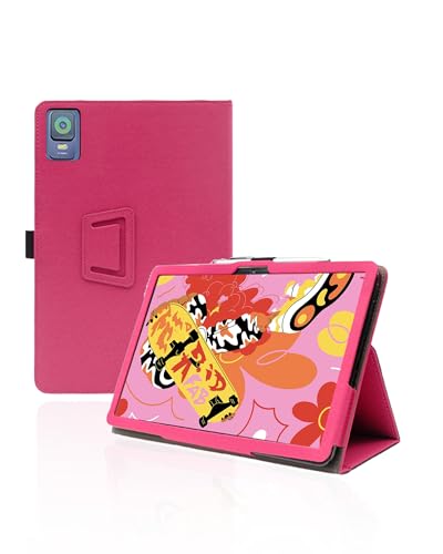 for XPPen Magic Drawing Pad 12.2 Inch Android Tablet Case,BOVUGAC Folding Stand Protective Cover with Pencil Holder and Wrist Strap,Full Protection, Premium PU,Scratch Resistant(Rose Red)