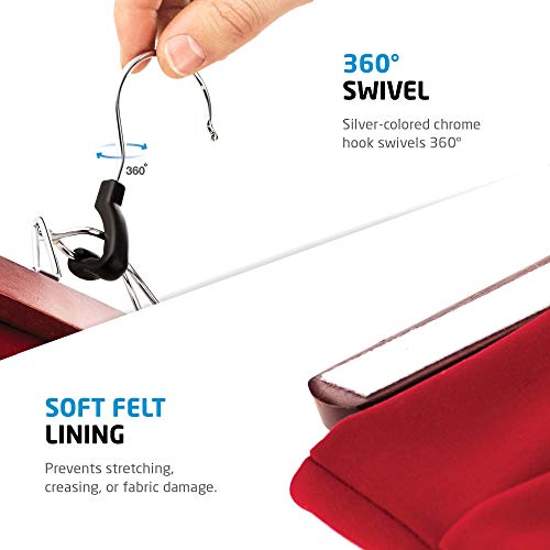 image for ZOBER High-Grade Wooden Pants Hangers with Clips 20 Pack Non Slip Skir