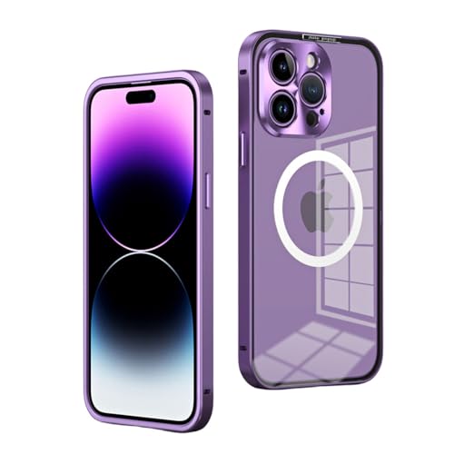 Étui en métal pour iPhone 13 anti-choc protégeant l'appareil photo avec dos transparent