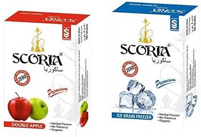 SCORIA Herbal Hookah Molasses (100% Nicotine and Tobacco Free) SCORIA HOOKAH FLAVOUR COMBO DOUBLE APPLE, ICE BRAIN FREEZER Hookah Flavor (Pack of 2)