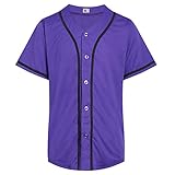 DEHANER Purple Mens Womens Baseball Jerseys for Unisex Full Button Down Up Shirts Tops Team Sports U