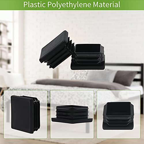 FiveEyes 1.5\" 1 1/2 Inch Square Tubing Plastic Plug End Caps 10 Pack, 1 1/2\" 1.5 Inch Square Tube End Cap Plugs 1.5x1.5 Fence Post Pipe Cap Cover Tubing Insert Chair Glide Finishing Plug End Caps