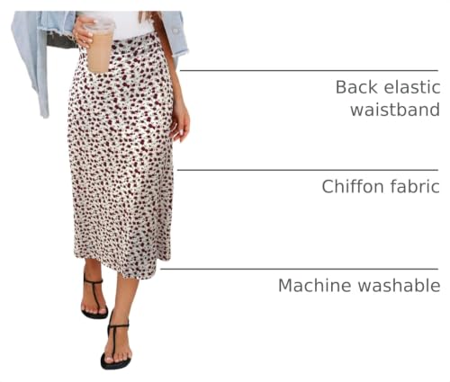 Image of HERBATOMIA Women's Floral Print Midi Skirt Casual High Elastic Waist Zipper Vintage Long Boho Skirts for Women