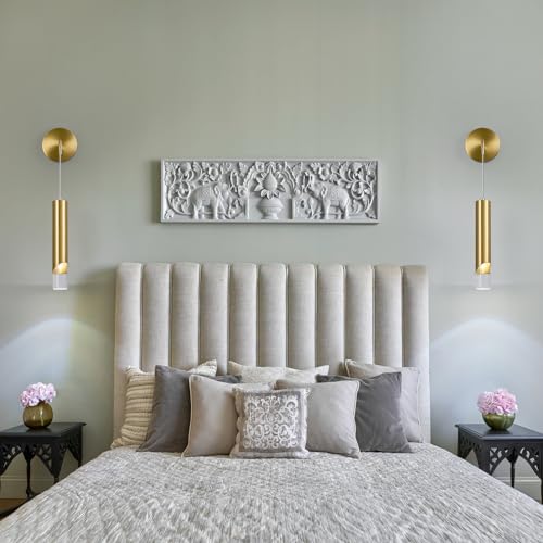 Image of Gold Wall Sconces Set of Two Modern LED Wall Lights Acrylic Wall Lighting Bathroom Vanity Light Fixture Indoor Wall Fixture for Bedroom Bedside Living Room Corridor Hallway