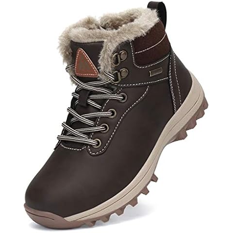 Mishansha Niños Botas de Nieve Termica Piel sintética Marrón Gr.34 Cover
