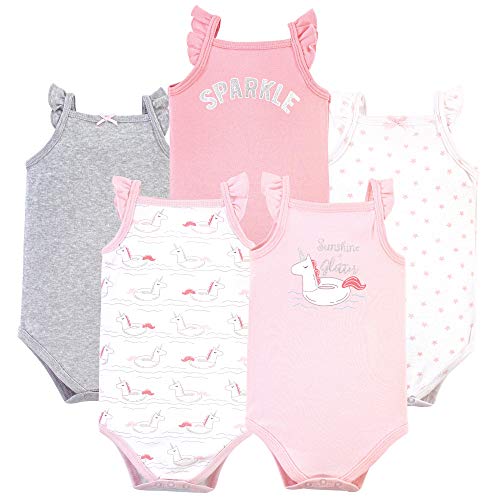 Image of Hudson baby Boys' Sleeveless Cotton Bodysuits, 5 Pack,