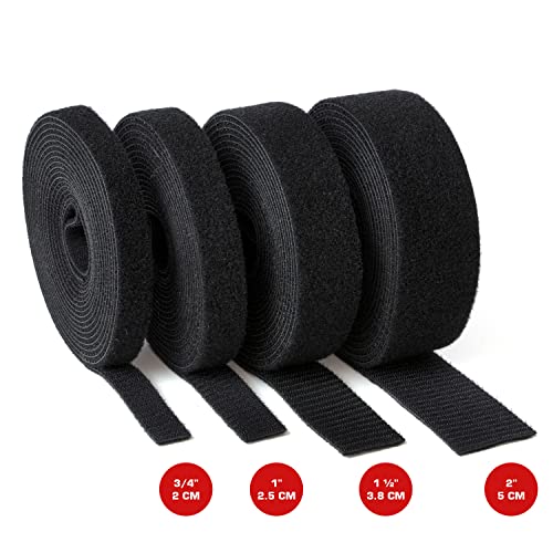 Reusable Hook & Loop Strong Grip Fastener Roll 2" X 16' (2" Wide, 16 Feet Long) - Black #TOP2