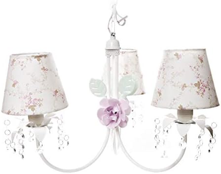 Lustre 3L Primavera Cristais 2 Flores G Rosa Bebê Infantil