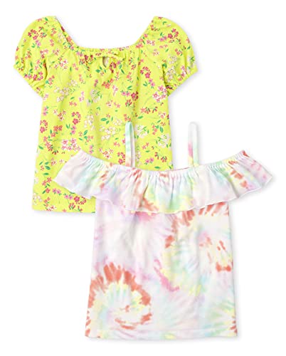 The Children's Place girls The Children's Place Short Sleeve Fashion Top Cami Shirt, Ripebanana-2 Pack, X-Small US