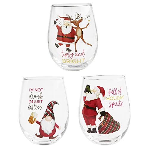 Mud Pie, Santa, Christmas Funny Wine Glass, 16 Oz #TOP1