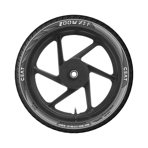 Image of Ceat Zoom X3 90 /90-17 49P Tubeless Bike Tyre, Black