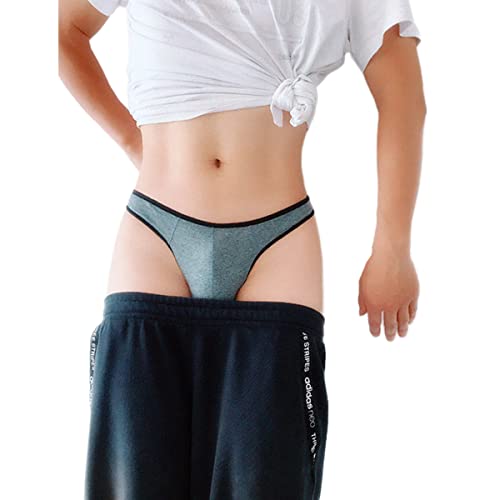 KUKUMOOD Herren-Tanga, Baumwolle, Sport, T-Rücken, sexy, klassisch, Schwarz/Rot/Grau, 3er-Pack (L)