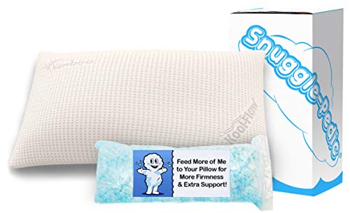 Snuggle-Pedic Supreme Plush Ultra-Luxury Allergy frinedly Bamboo Shredded Gel-Infused Memory Foam Pillow Combination with Adjustable Fit & Zipper Removable Kool-Flow Cooling Pillow Cover (King)