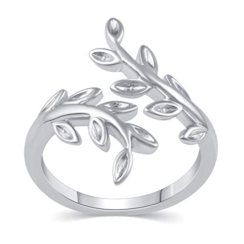 Prime and Pure Olive Branch Leaf Wrap Ring in 925 Sterling Silver