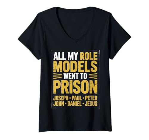 Photo de Femme Tous Mes Modèles sont Allés en Prison Religion Chrétienne T-Shirt avec Col en V