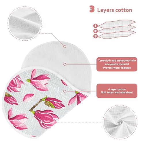 J JOYSAY Magnolia Flower LightGray Baby Burp Cloths for Boys Girls Large 22''x11'' Cotton 4 Layer Cloth Baby Essentials for Boy Spit Up one sizex23