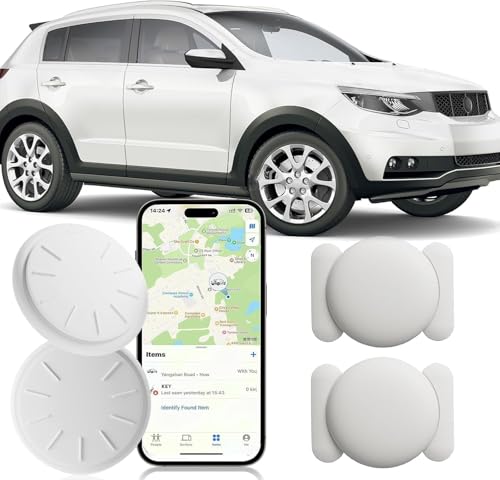 Image of Tracker Device for Vehicles,GPS Car Tracker,No Monthly Fee Car Tracker Work with Apple Find My(iOS Only),Mini Hidden Car Tracker with Magnetic Case (White,2PCS)