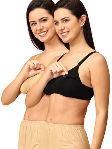 Image of The Mom Store Mom Nursing Bra | Full Coverage Non Padded Bra | Feeding Bra | Maternity Bra | Non Wired Bra | Cotton Blend