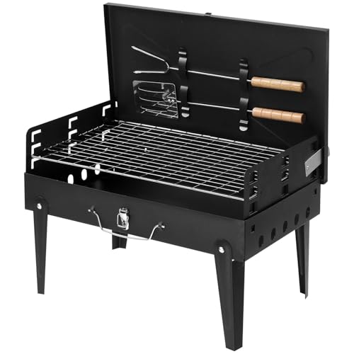 Przenośny grill na węgiel drzewny, składany zestaw do grillowania, łatwy do przenoszenia, na zewnątrz, mały grill na kemping, patio i piknik