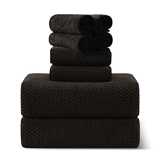 8-Piece Brown Bath Towel Set, 2 Extra Large Bath...