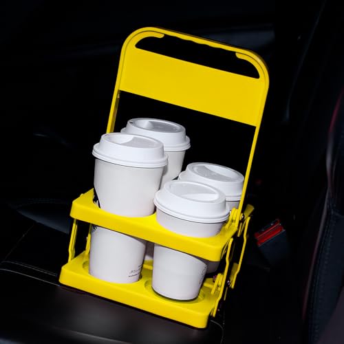 Bodaon 4 Cup Drink Carrier with Handle, Plastic Cup Carriers for Drinks, Drink Holder for Car, Take Out Delivery Drivers Accessories, Portable Foldable Reusable Mobile, Use for Food Delivery Bag by Bodaon - Image 5
