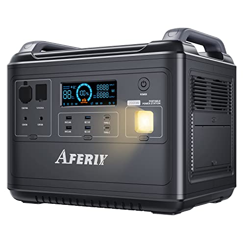 AFERIY P180 Portable Power Station, 1024Wh 1800W (3600W Peak), Fast Charging 0-90% in 60 Minutes, LiFePO4 Portable Battery with UPS, BMS, Solar Power Station for Camping, Home, Office