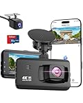 Dash Cam Front and Rear WiFi Dashcam, 4K+1080P Dual Dash Camera for Cars with 64GB SD Card, 3.0" IPS Dashcam with Reverse Assist, App Control, 24H Parking Mode, Super Night Vision, Support Max 256GB