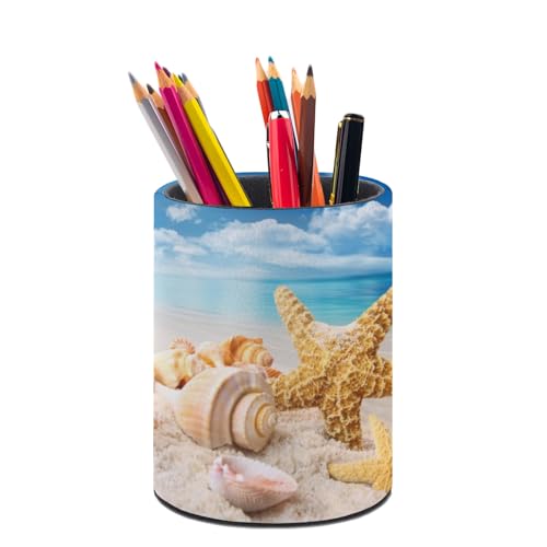 XUWU Beach Starfish Seashell Pen Holder Pencil Cup Desk Organizer