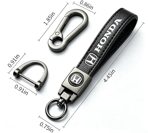 Image of Leather car Keychain Set for Men and Women Family Present Keychain Key Ring Lanyard (Black)