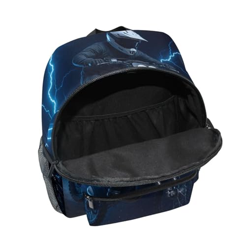 Cool Motocross Motorbike Racing Schoolbag for School Kids Boys Girls, Light Blue Bag Backpack and Bookbag for Toddler Student4