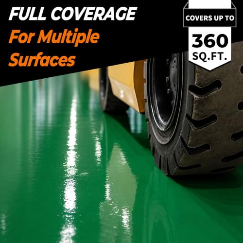 Epoxy Resin Floor Paint Coating Kit - 2 Pounds, 100% Solids Self Leveling with Green High Gloss Finish, Industrial Grade for Garage, Basement, Countertops - Covers 20 Sq Ft, Fast Curing miniatura 3