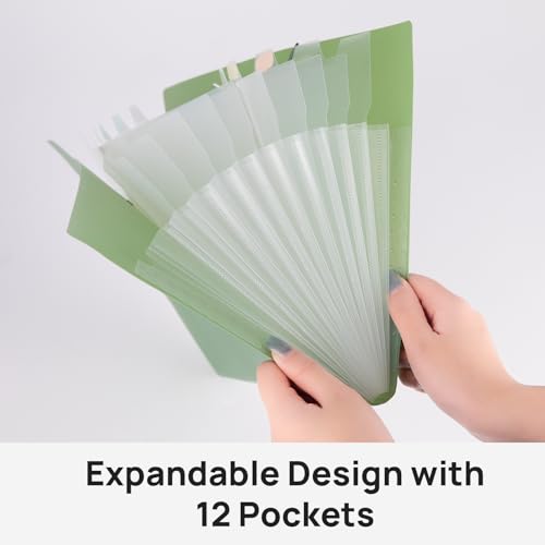 JEFURE Fächermappe A4 mit 12 Fächern, 3 Farben Erweiterbar Ordnungsmappe A4, Dokumentenmappe mit Farbe Etikettes, Tragbare Mappen Ordnersystem, Document Organizer für Büro, Zuhause und Schule