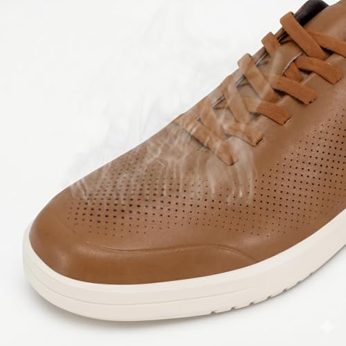 Image of Men's Barefoot Dress Shoes - Zero Drop Comfort Breathable Micro-Perforated Learher, No Break-in Needed, Slip-On Elastic Laces for Business & Travel