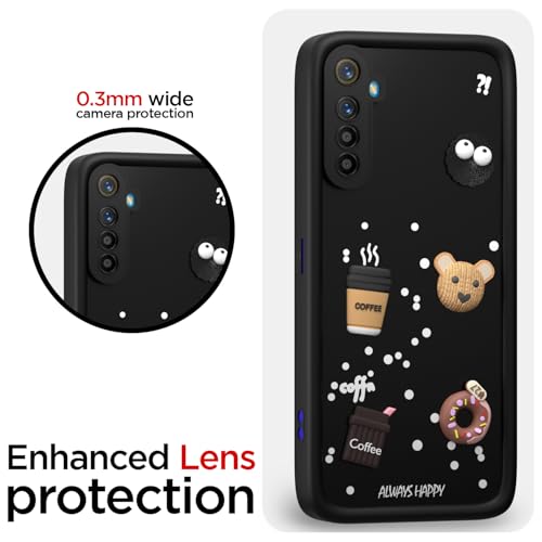 Image of Pikkme Back Cover for Realme XT /Realme X2 | Cute Fun Cartoon 3D Bear Silicone Full Body Protection Bumper Case (Black)