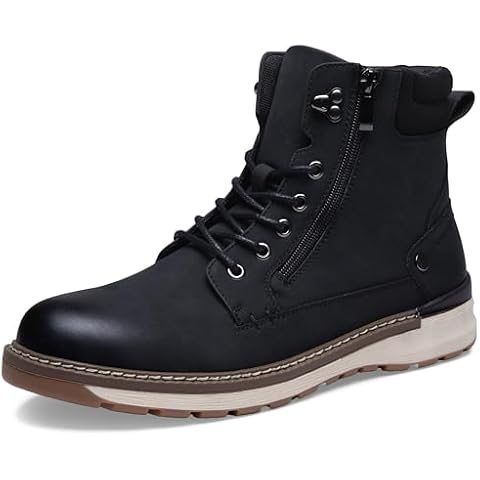 Vostey Boots for Men Comfortable Mens Boots Fashion Casual Boots for Men Hiking Chukka Boots Men (BMY8051 black 10.5) Cover