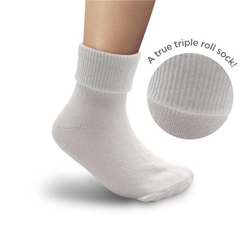 PICCOLO HOSIERY 6 Pairs Boys & Girls Cotton Ankle Socks – Triple Roll Cuff, School Uniform3