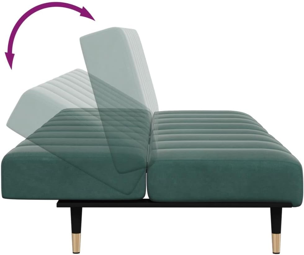 Sofa Bed Dark Green Velvet (100% Polyester) Living Room Furniture