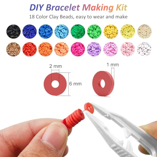 Image of SANNIDHI 3200 Clay Beads Bracelet Making Kit, Alphabet Polymer Set | Personalise Bracelets and Crafts, Alphabet, Heart and Smile Face Shapes, Flat Polymer Material, Hands on DIY Activity