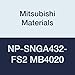 Mitsubishi Materials NP-SNGA432-FS2 MB4020 Uncoated CBN SN Type Petit Tip Turning Insert with Hole, Square, Grade MB4020, FS Honing/No Wiper, 2 Tip, 0.5" IC, 0.187" Thick, 0.031" Corner Radius
