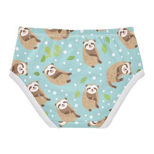 Wusikd Cute Sloth Girls' Underwear Cotton Blue Girls Briefs Soft Toddler Underwear 2T2