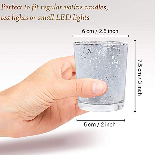 Image of TIED RIBBONS Pack of 6 Votive Glass Tealight Candle Holders Glass Votives (Big, Silver) - Decorations Items for Home Decor Dining Table Gifts - Decorations Items for Home Office Gifts
