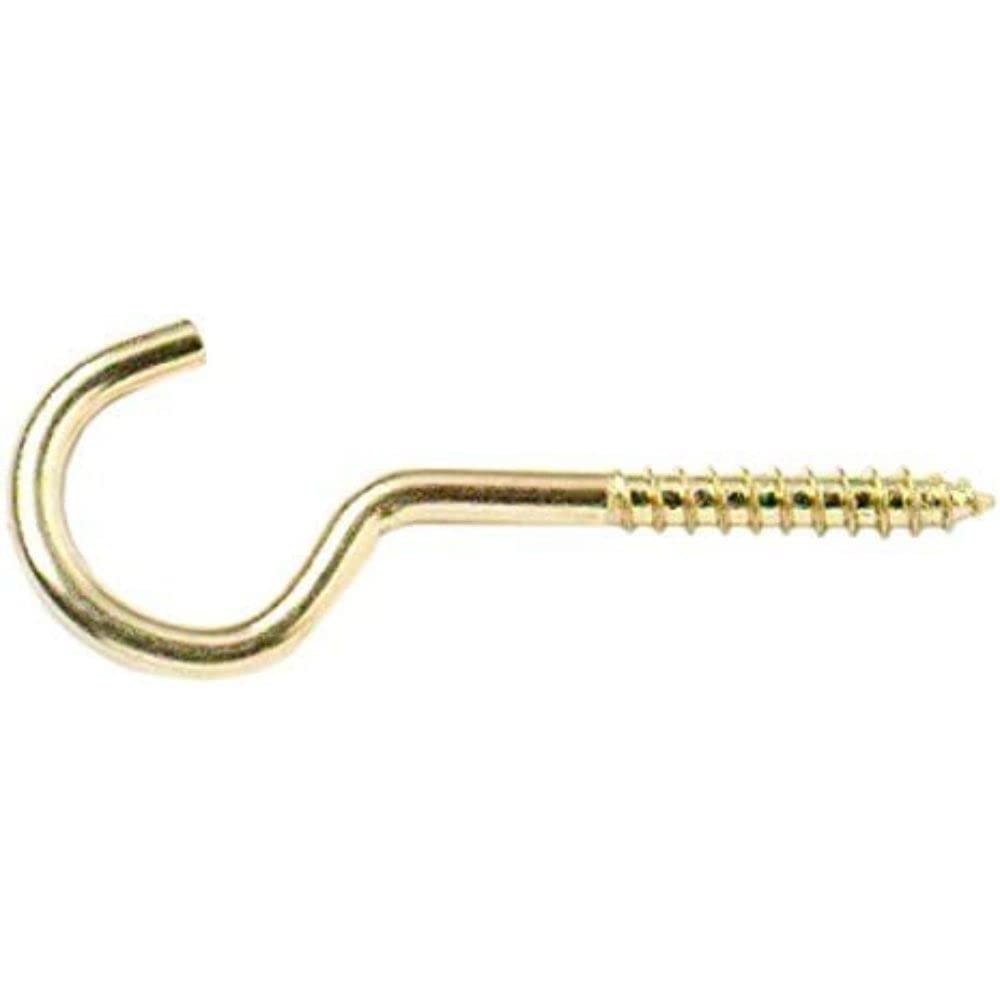 Merriway Brass Bh03576 (15 Pcs) Eb 60Mm (2.3/8 Inch) Steel Screw In Hook Plated - Pack Of 15 Pieces