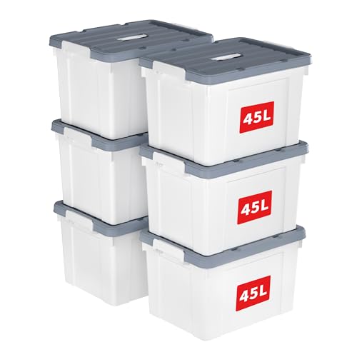 Cetomo 45L*6 Aufbewahrungsboxen, Tragbare Plastikboxen mit...