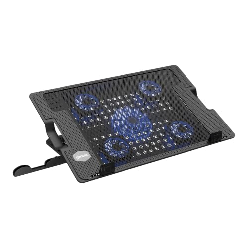 Image of Geonix CoolZ 5Fan Laptop Cooling Pad with Mobile Stand |Powerful & Silent Cooling |Supports up to 17 inch|6 Adjustable Heights up to 200mm |Supports up to 5KG |Ergonomic Cooling Stand (Black & Blue)