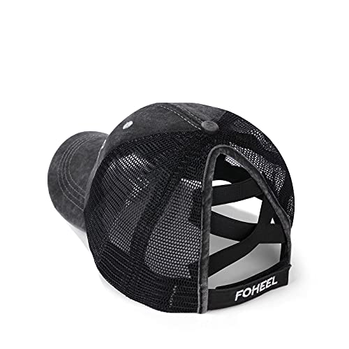 Gorra con ponpon cruzado para mujer con malla trasera miniatura 2