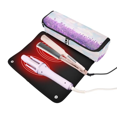 Bolso de viaje y tapete resistente al calor Lavender Garden para herramientas de cabello, organizador para planchas, rizadores y accesorios de cuidado capilar miniatura 2