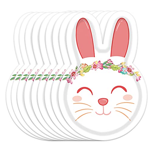 Dulousia Easter Bunny Plates - 18Pcs 9Inch Biodegradable Pink Rabbit Party Paper Plates For Cakes, Dessert, Snack, Fruits, Baby Shower, Kids Birthday, Baby Shower, Spring Event Decor #TOP3